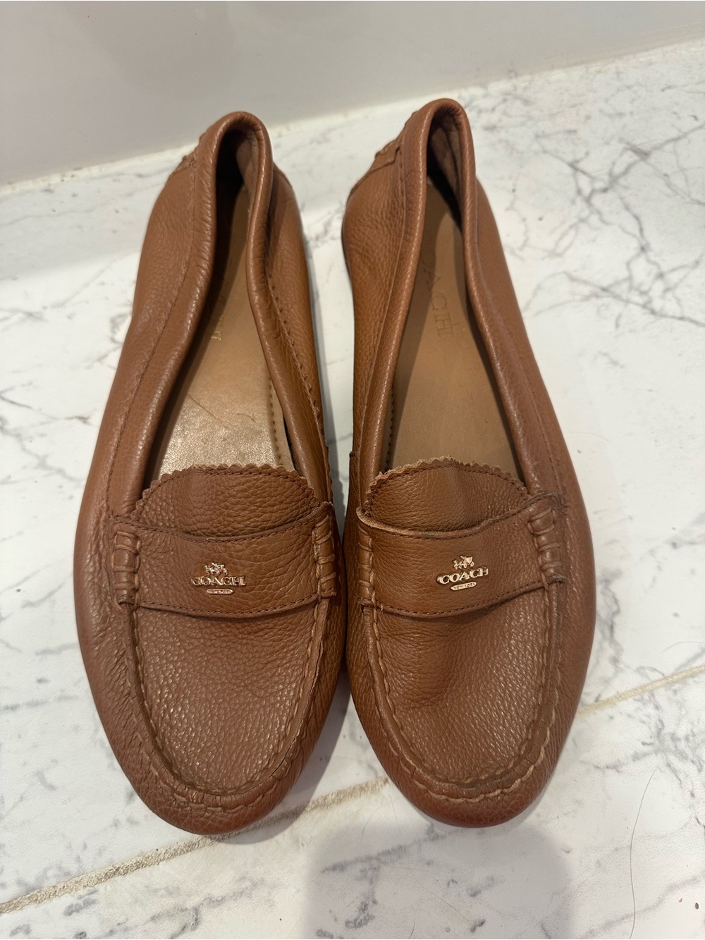 Coach Women’s Tan Leather Penny Loafers